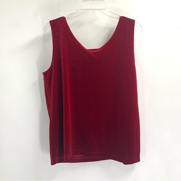 Chico’s NWTCrimson Red Scoop Neck Velvet Loose Fit Tank Top Chico’s Size 3 (XL) - Picture 3 of 8
